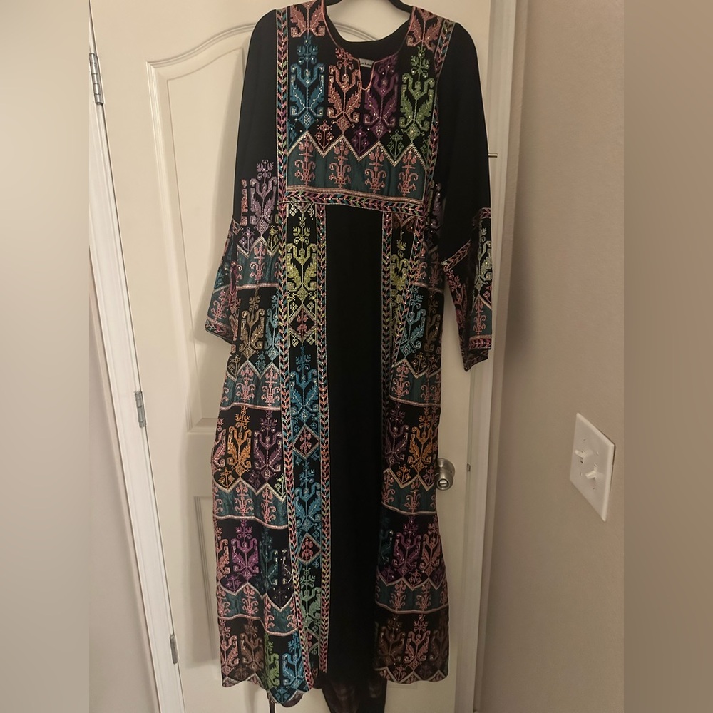 Multicolor Embroidered Palestinian thobe Dress